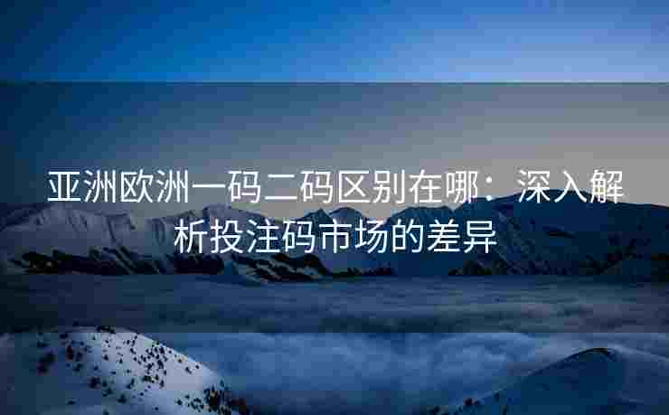 亚洲欧洲一码二码区别在哪：深入解析投注码市场的差异